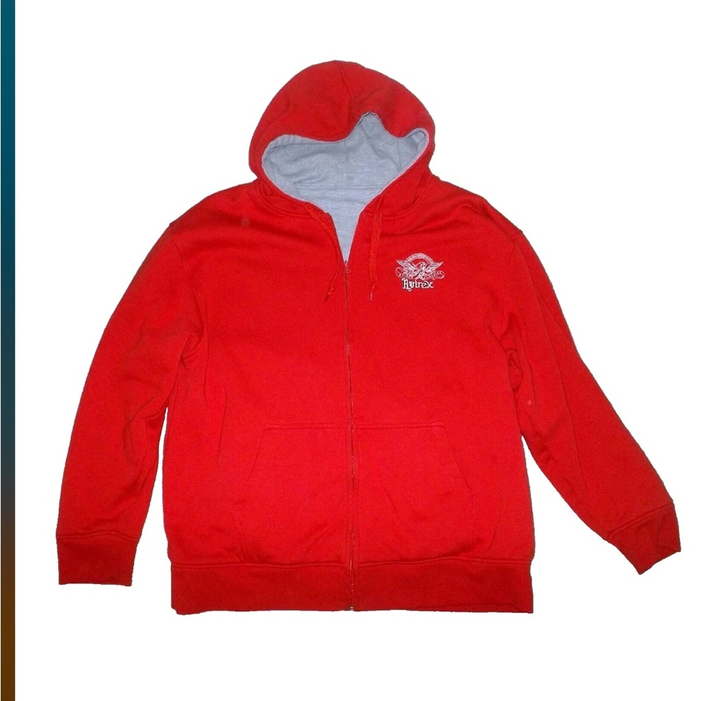 Vtg AVIREX THERMAL Reversible RED / GREY Full Zip HOODIE Jacket size XL